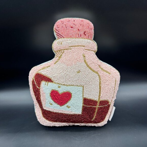 Cupcakes And Cashmere Other - Beaded Love Potion Bottle Decorative Pillow Cupcakes And Cashmere Valentines Day